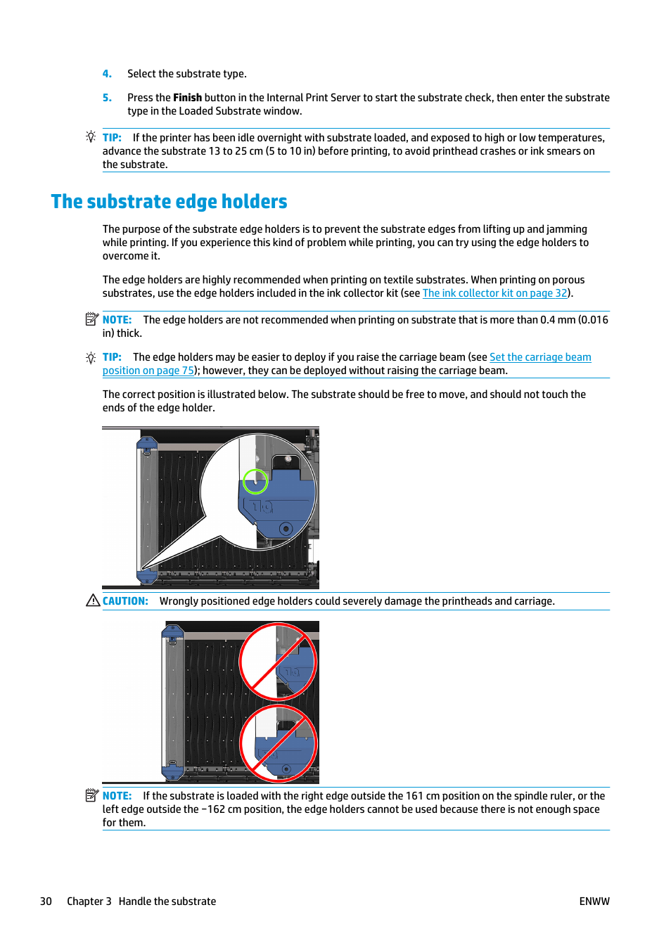 The substrate edge holders | HP Latex 3000 Printer User Manual | Page 36 / 312