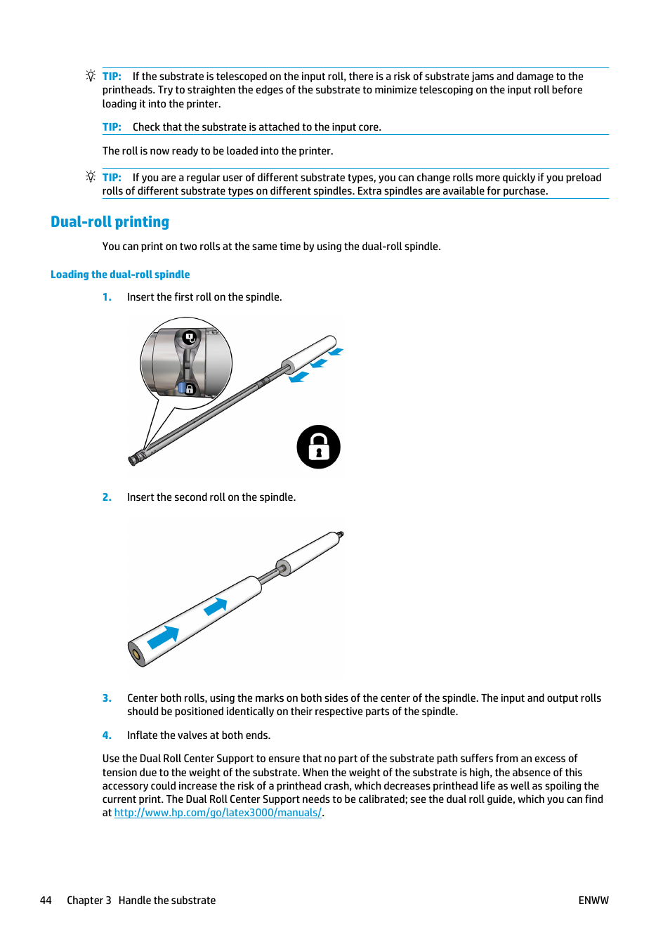Dual-roll printing | HP Latex 3000 Printer User Manual | Page 50 / 312