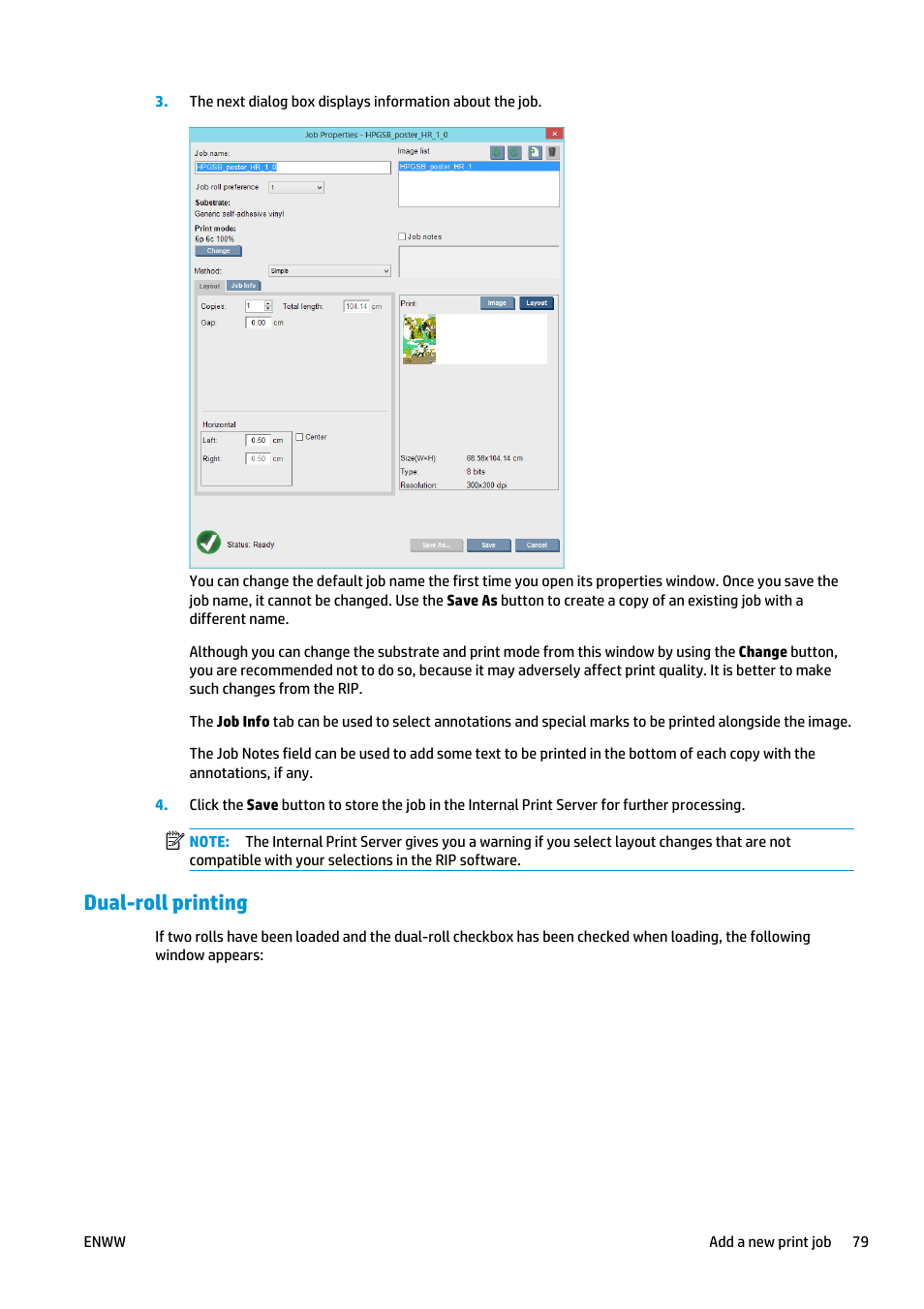 Dual-roll printing | HP Latex 3000 Printer User Manual | Page 85 / 312