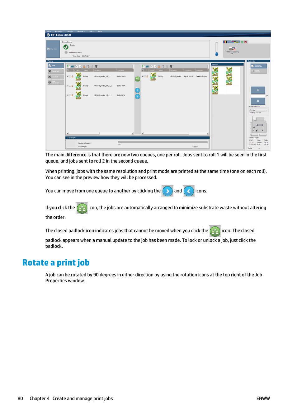 Rotate a print job | HP Latex 3000 Printer User Manual | Page 86 / 312