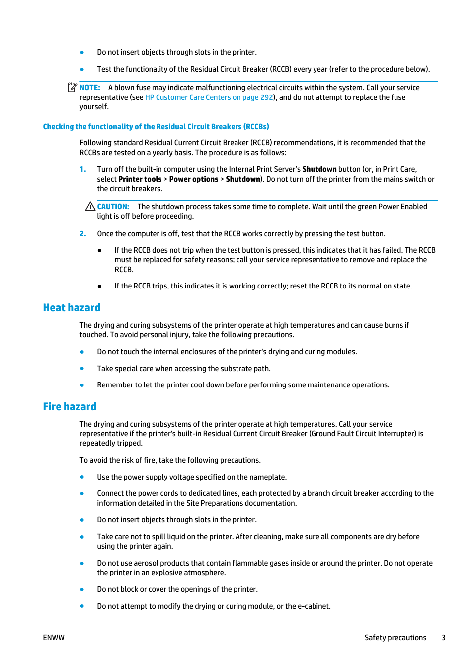 Heat hazard, Fire hazard | HP Latex 3000 Printer User Manual | Page 9 / 312