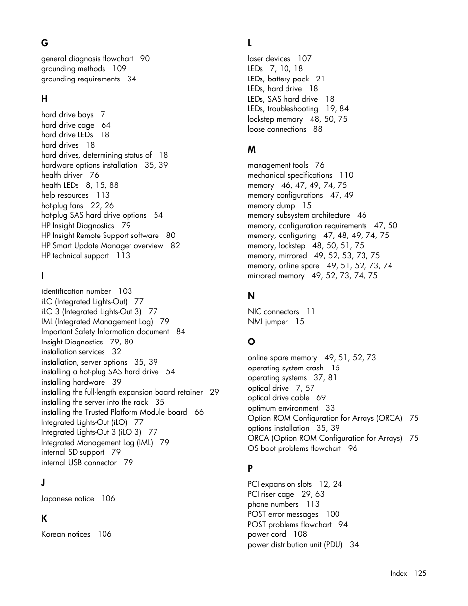 HP ProLiant DL380 G7 Server User Manual | Page 125 / 127