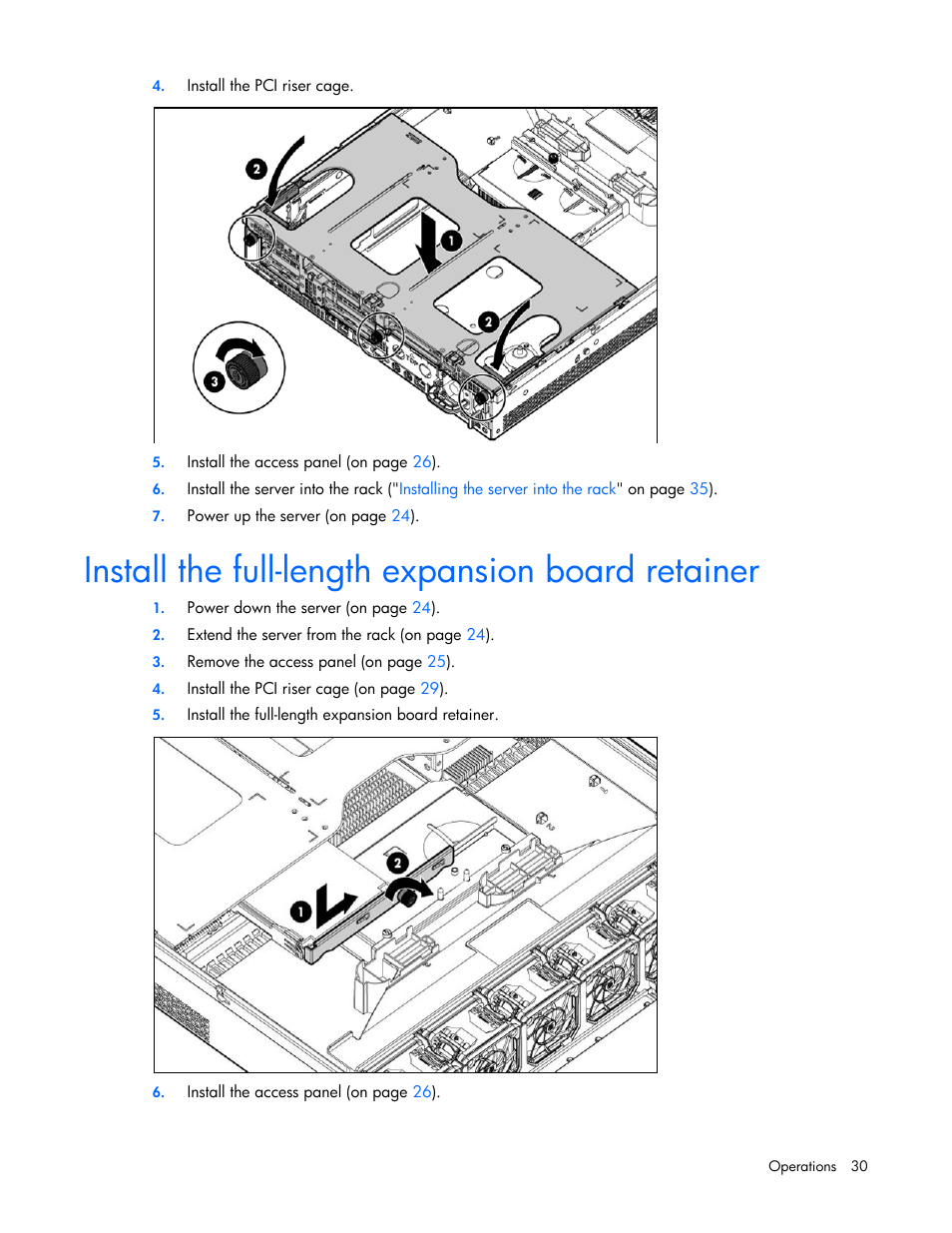 Install the full-length expansion board retainer | HP ProLiant DL380 G7 Server User Manual | Page 30 / 127