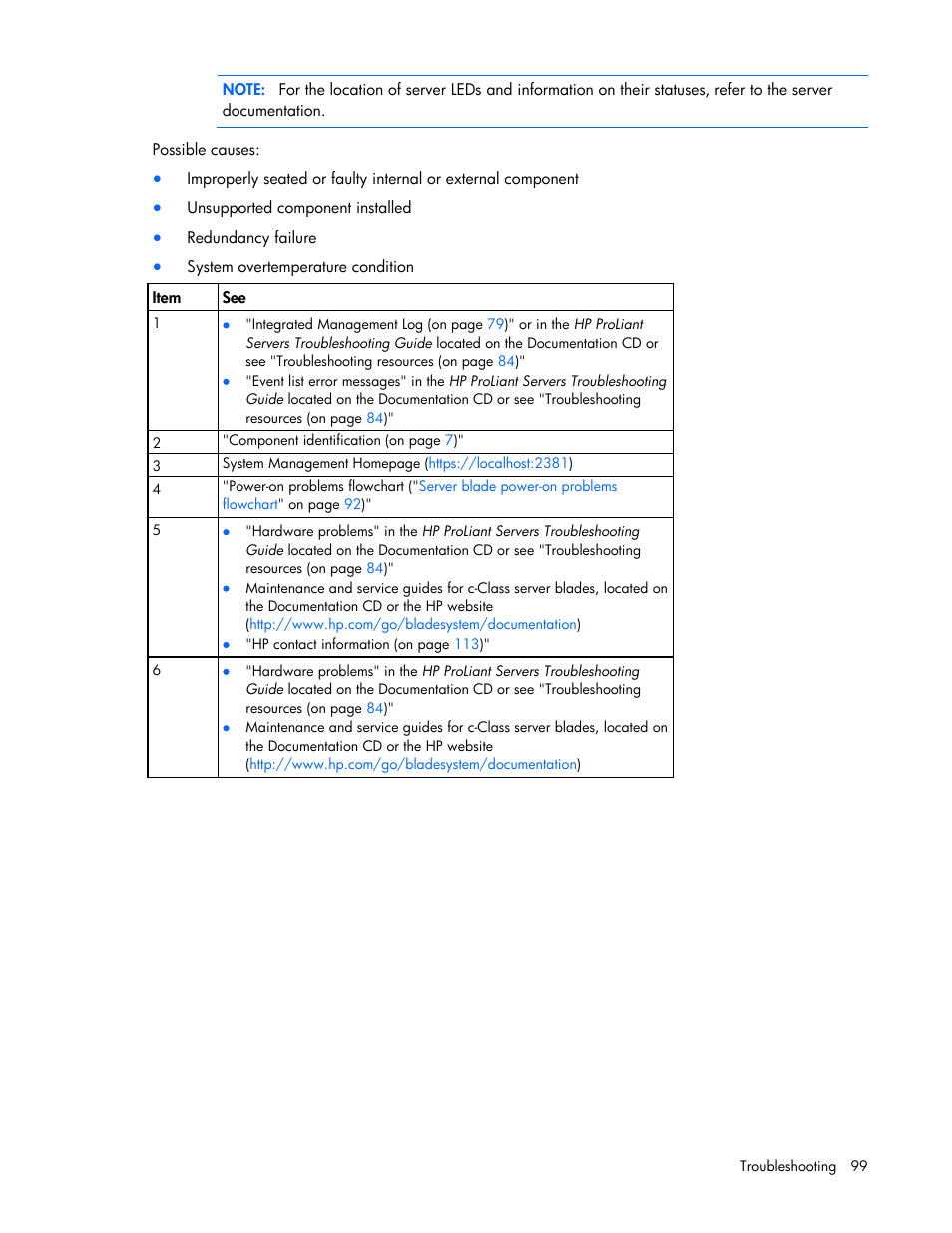 HP ProLiant DL380 G7 Server User Manual | Page 99 / 127