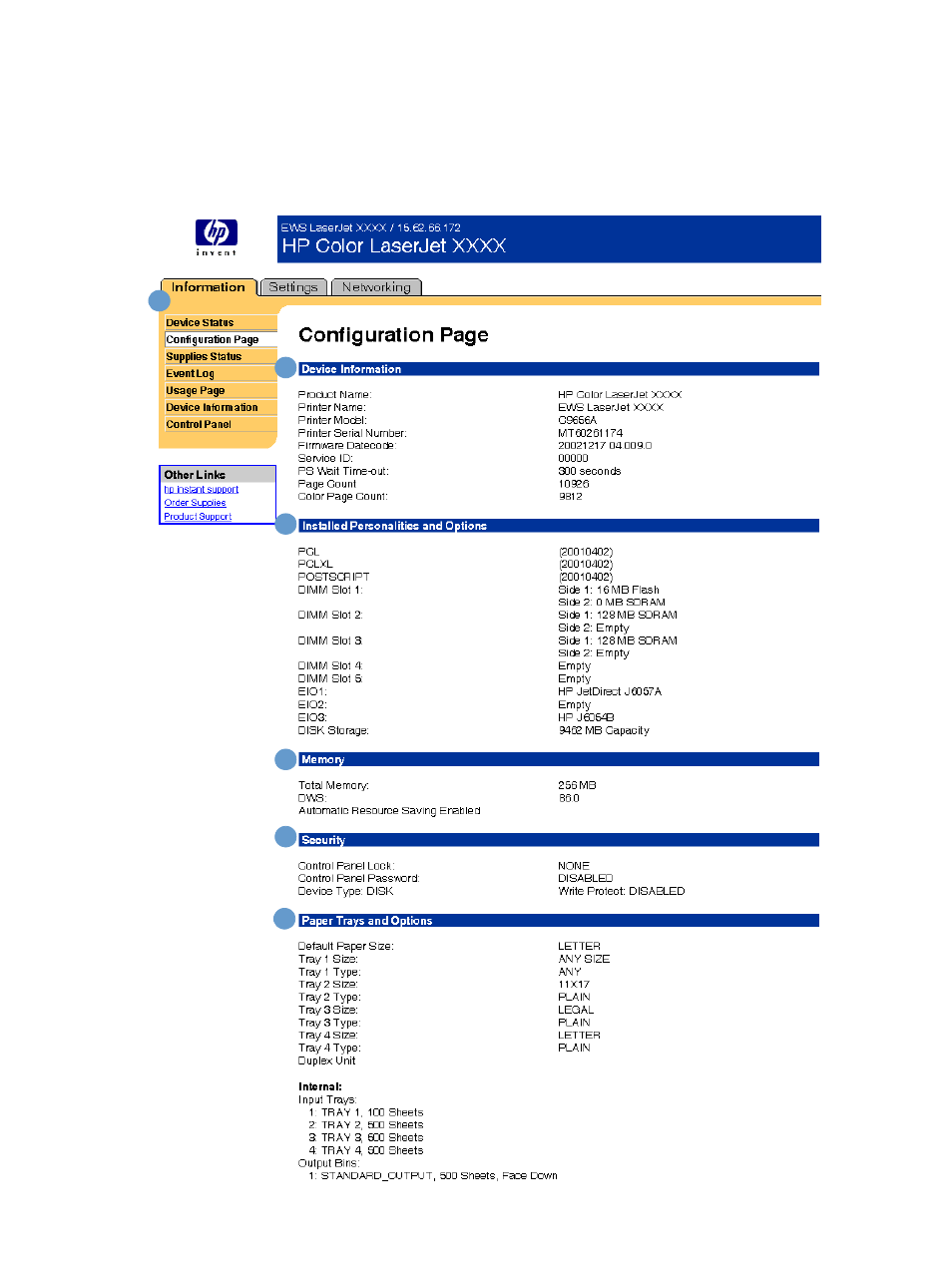 Configuration page | HP LaserJet 4200 Printer series User Manual | Page 13 / 48