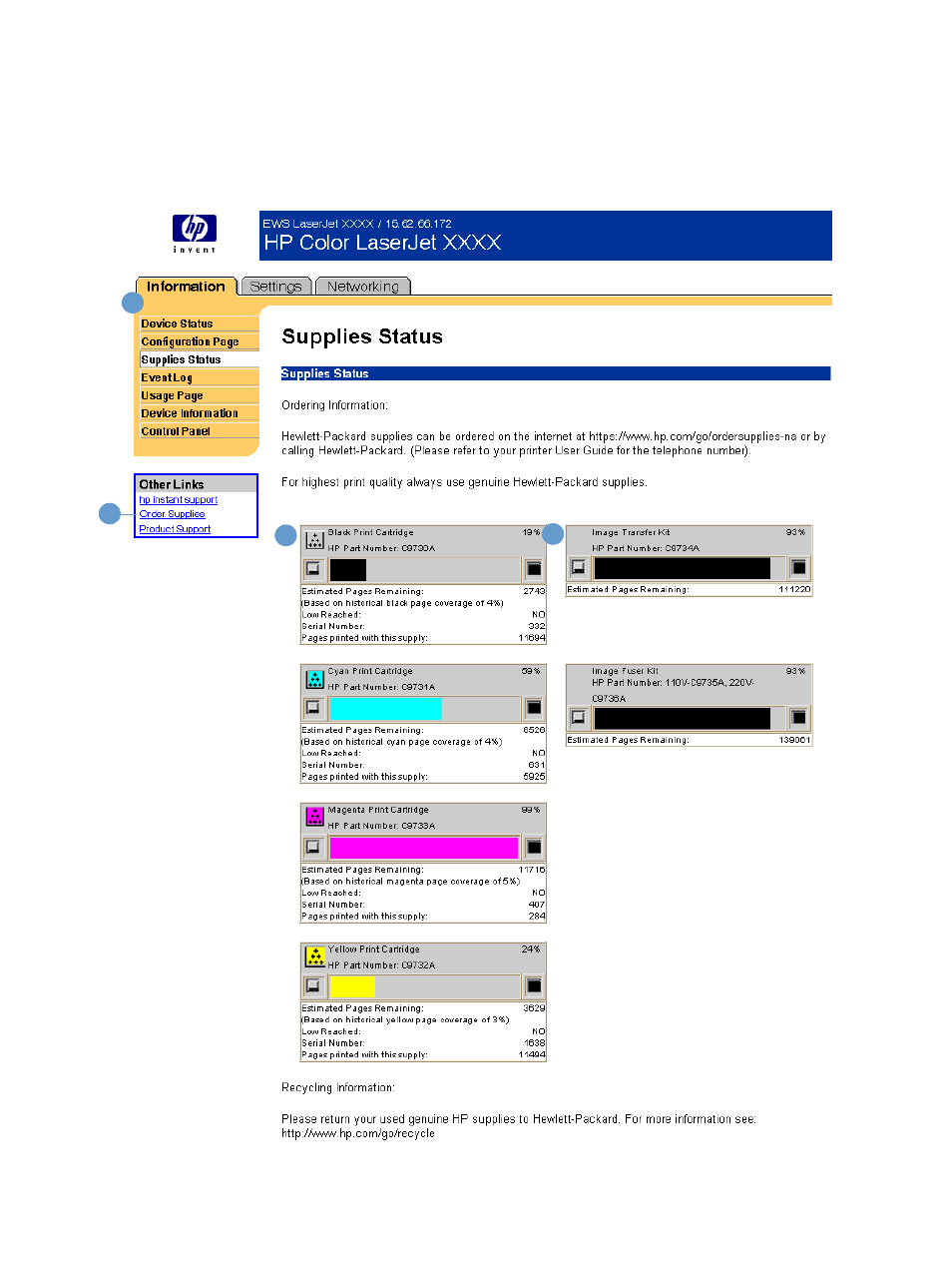 Supplies status | HP LaserJet 4200 Printer series User Manual | Page 15 / 48