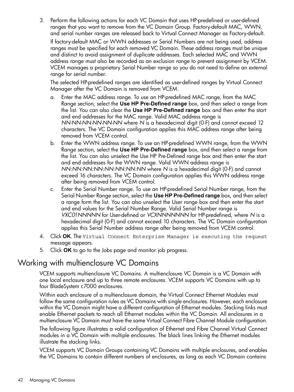 Working with multienclosure vc domains | HP Insight Management-Software User Manual | Page 42 / 129