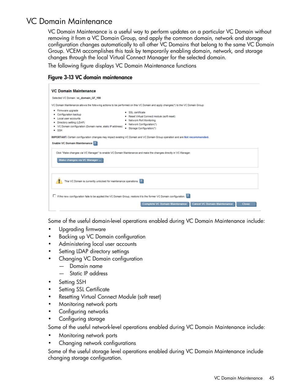 Vc domain maintenance | HP Insight Management-Software User Manual | Page 45 / 129