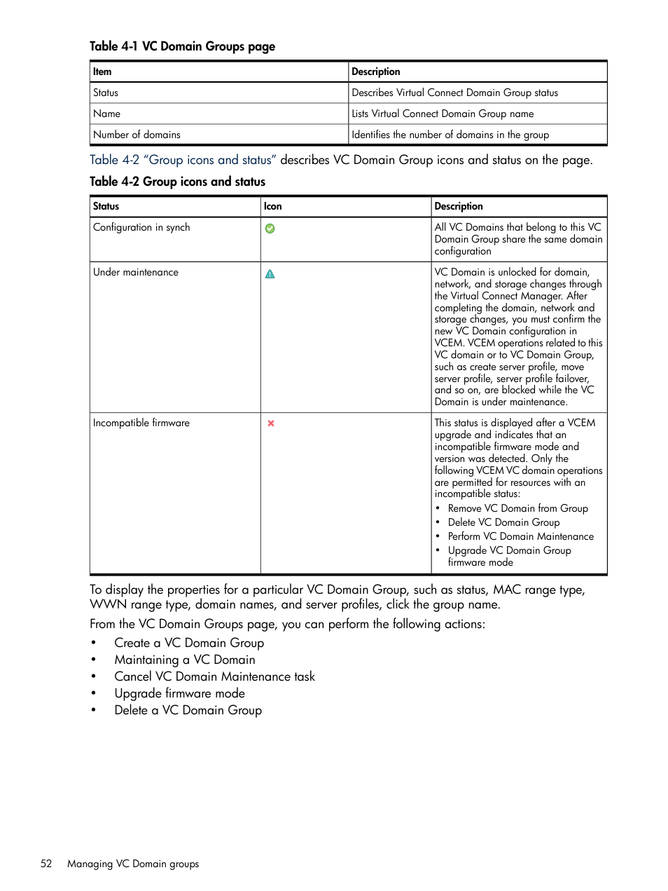 Group icons and status | HP Insight Management-Software User Manual | Page 52 / 129