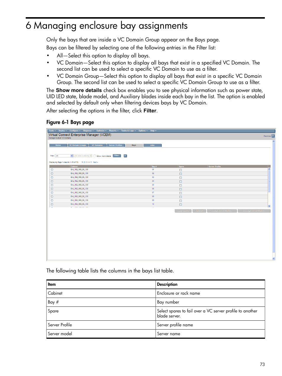 6 managing enclosure bay assignments | HP Insight Management-Software User Manual | Page 73 / 129