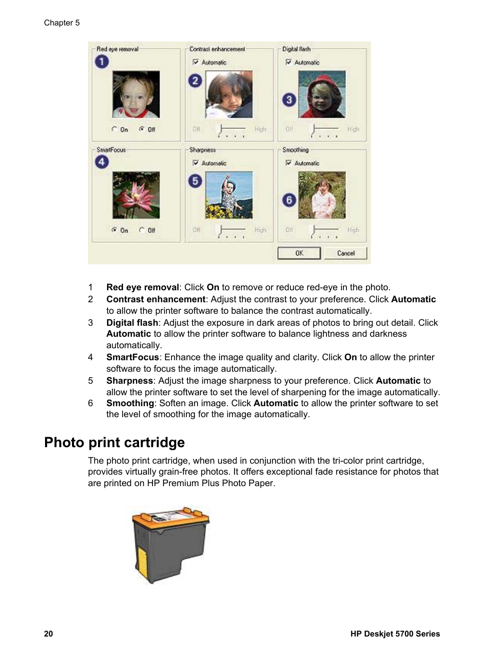 Photo print cartridge, Use the, In combination | HP Deskjet 5740 Color Inkjet Printer User Manual | Page 22 / 100