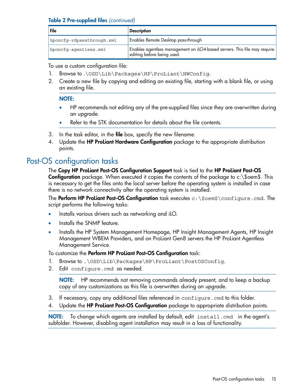 Post-os configuration tasks | HP OneView for Microsoft System Center User Manual | Page 15 / 23