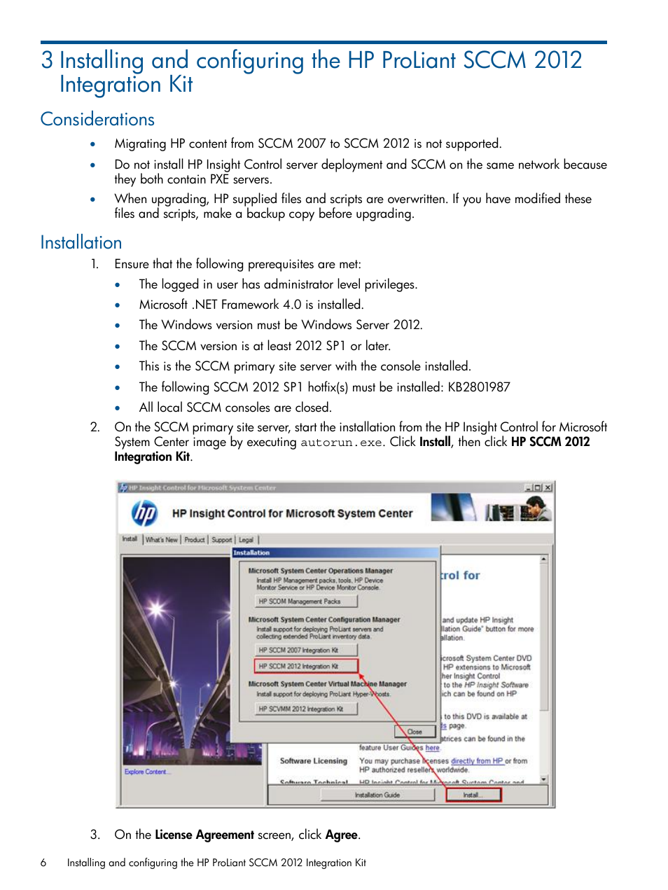 Considerations, Installation, Considerations installation | HP OneView for Microsoft System Center User Manual | Page 6 / 23