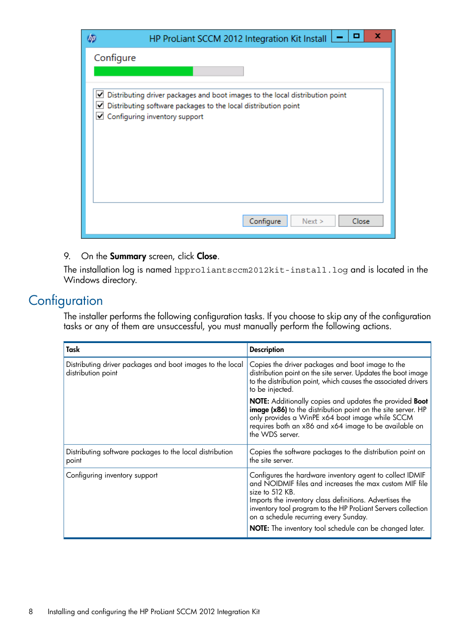 Configuration | HP OneView for Microsoft System Center User Manual | Page 8 / 23