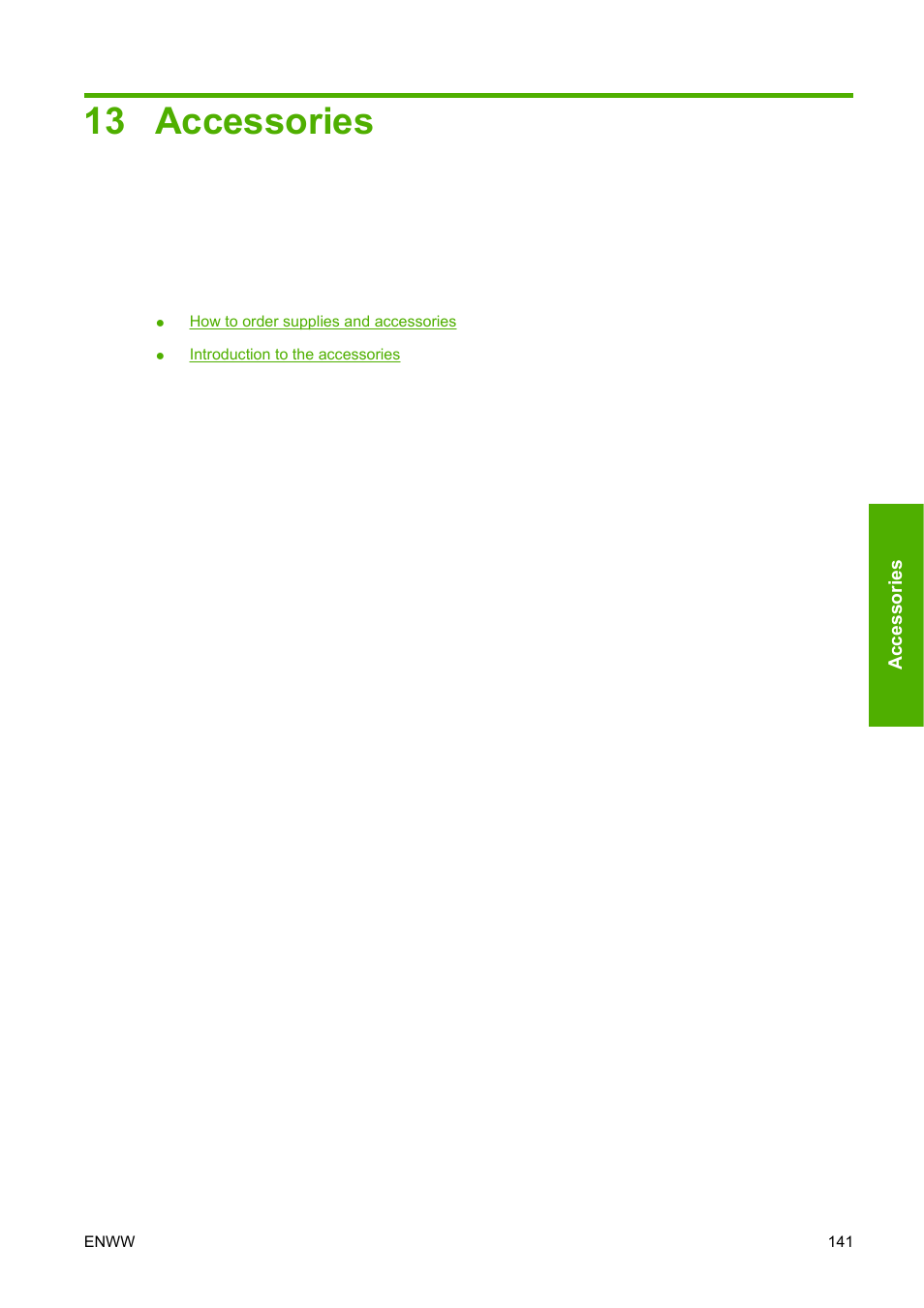 Accessories, 13 accessories | HP Designjet T1100 MFP series User Manual | Page 153 / 220