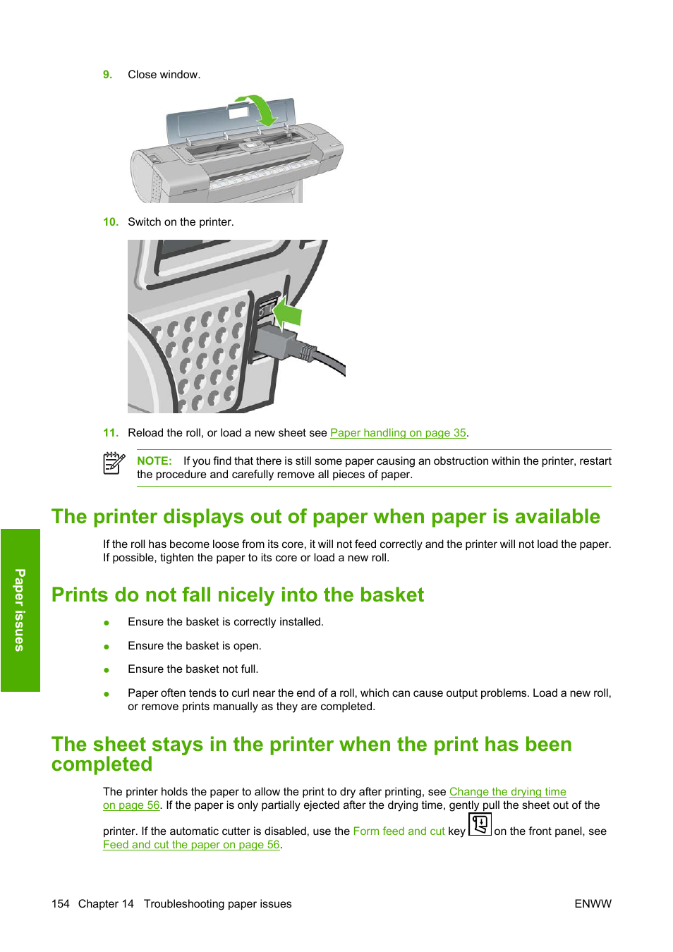 Prints do not fall nicely into the basket | HP Designjet T1100 MFP series User Manual | Page 166 / 220