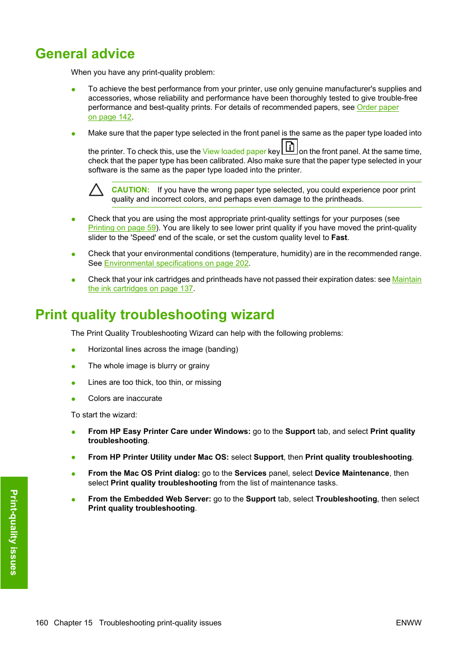General advice, Print quality troubleshooting wizard | HP Designjet T1100 MFP series User Manual | Page 172 / 220