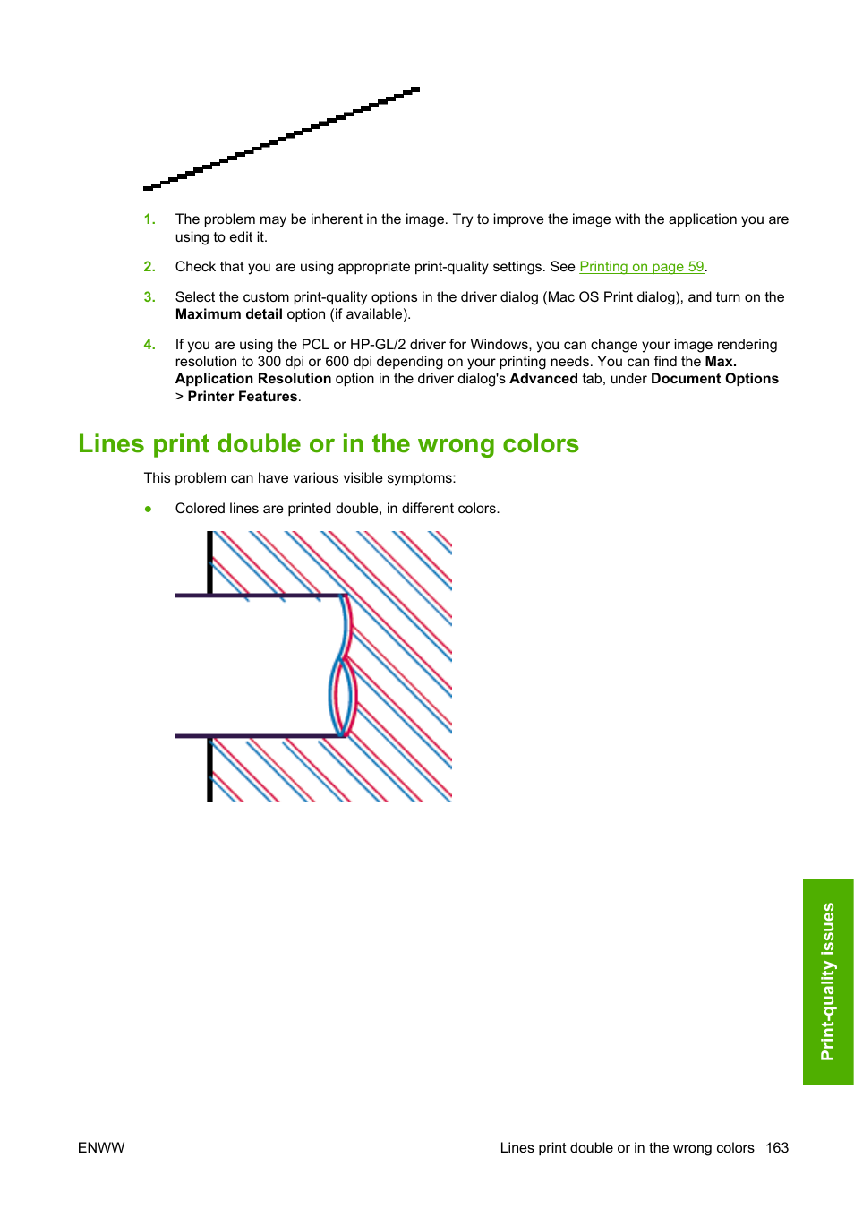 Lines print double or in the wrong colors | HP Designjet T1100 MFP series User Manual | Page 175 / 220