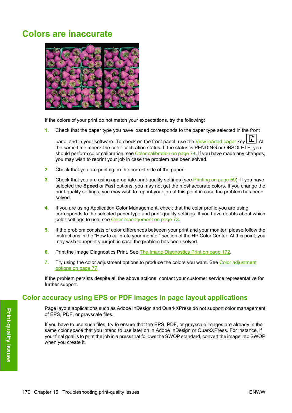 Colors are inaccurate | HP Designjet T1100 MFP series User Manual | Page 182 / 220