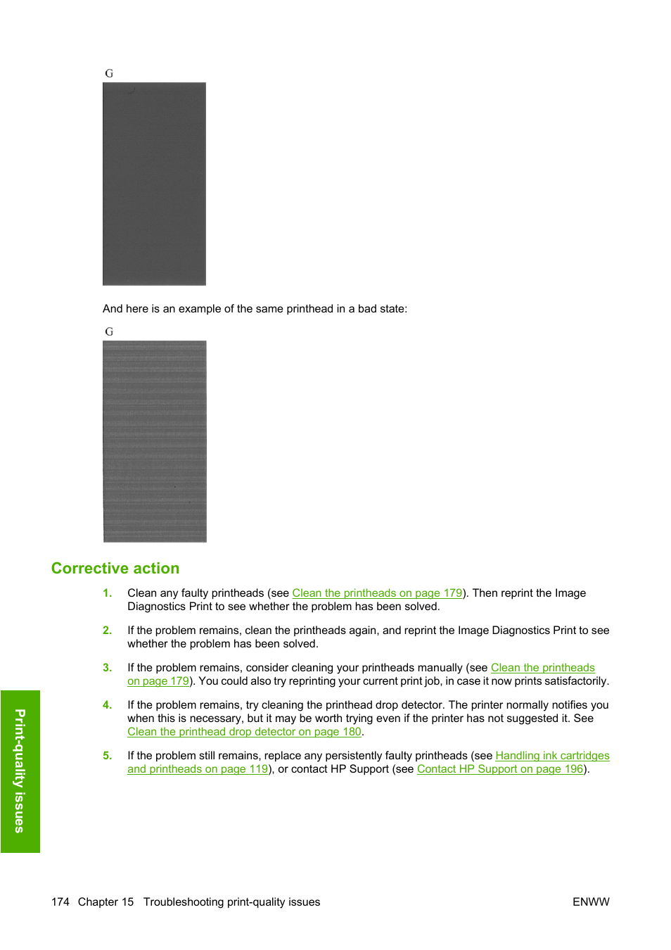 Corrective action | HP Designjet T1100 MFP series User Manual | Page 186 / 220