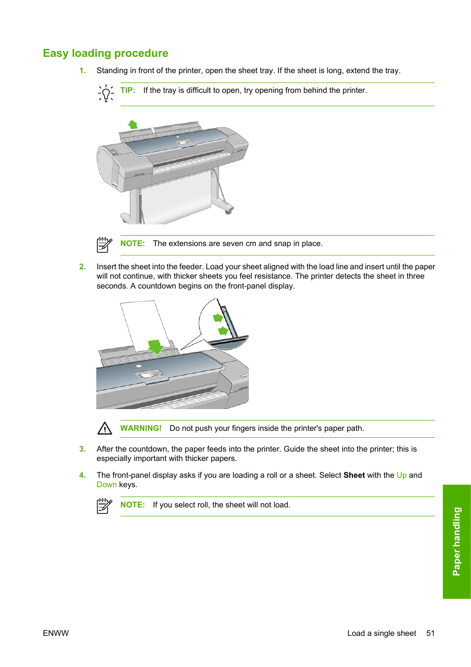 Easy loading procedure | HP Designjet T1100 MFP series User Manual | Page 63 / 220