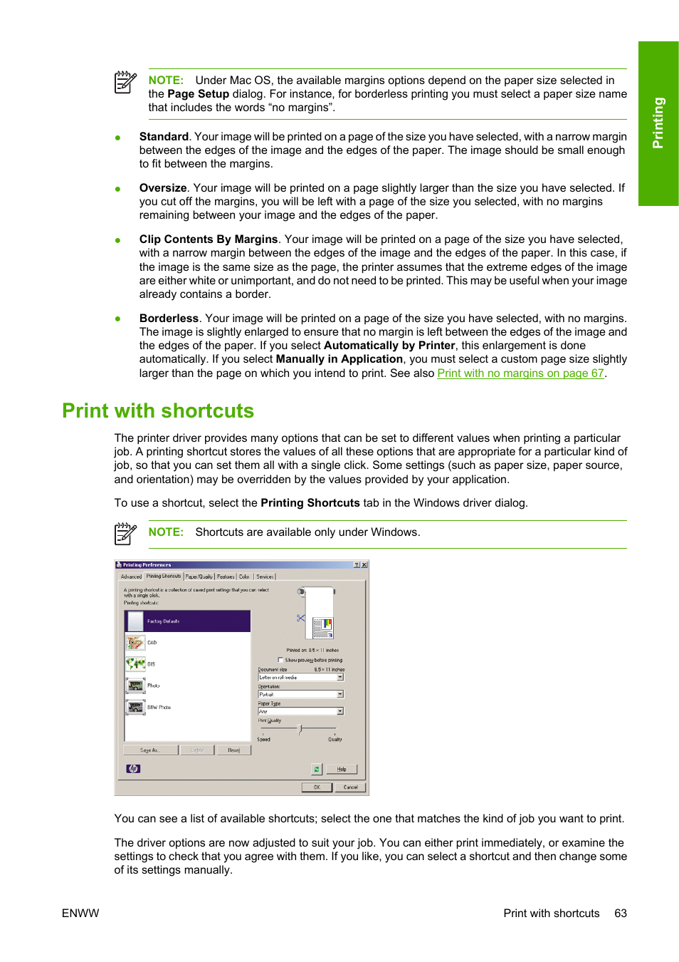 Print with shortcuts | HP Designjet T1100 MFP series User Manual | Page 75 / 220