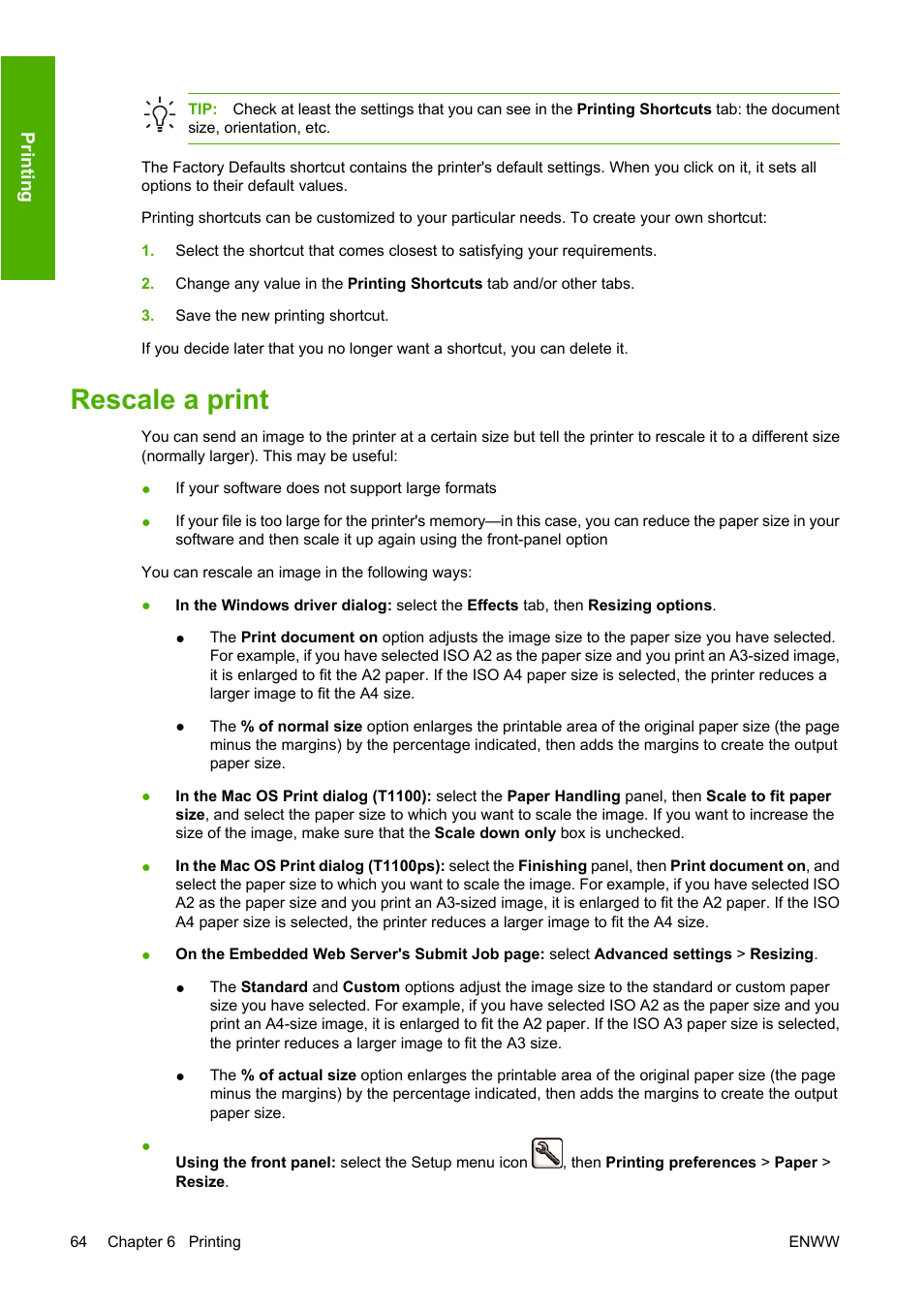 Rescale a print | HP Designjet T1100 MFP series User Manual | Page 76 / 220