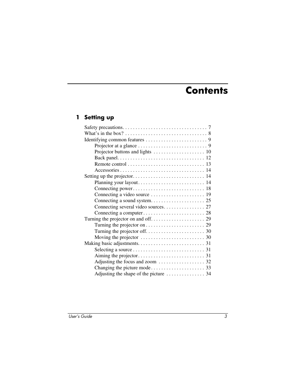 HP ep9012 Digital Projector User Manual | Page 3 / 85