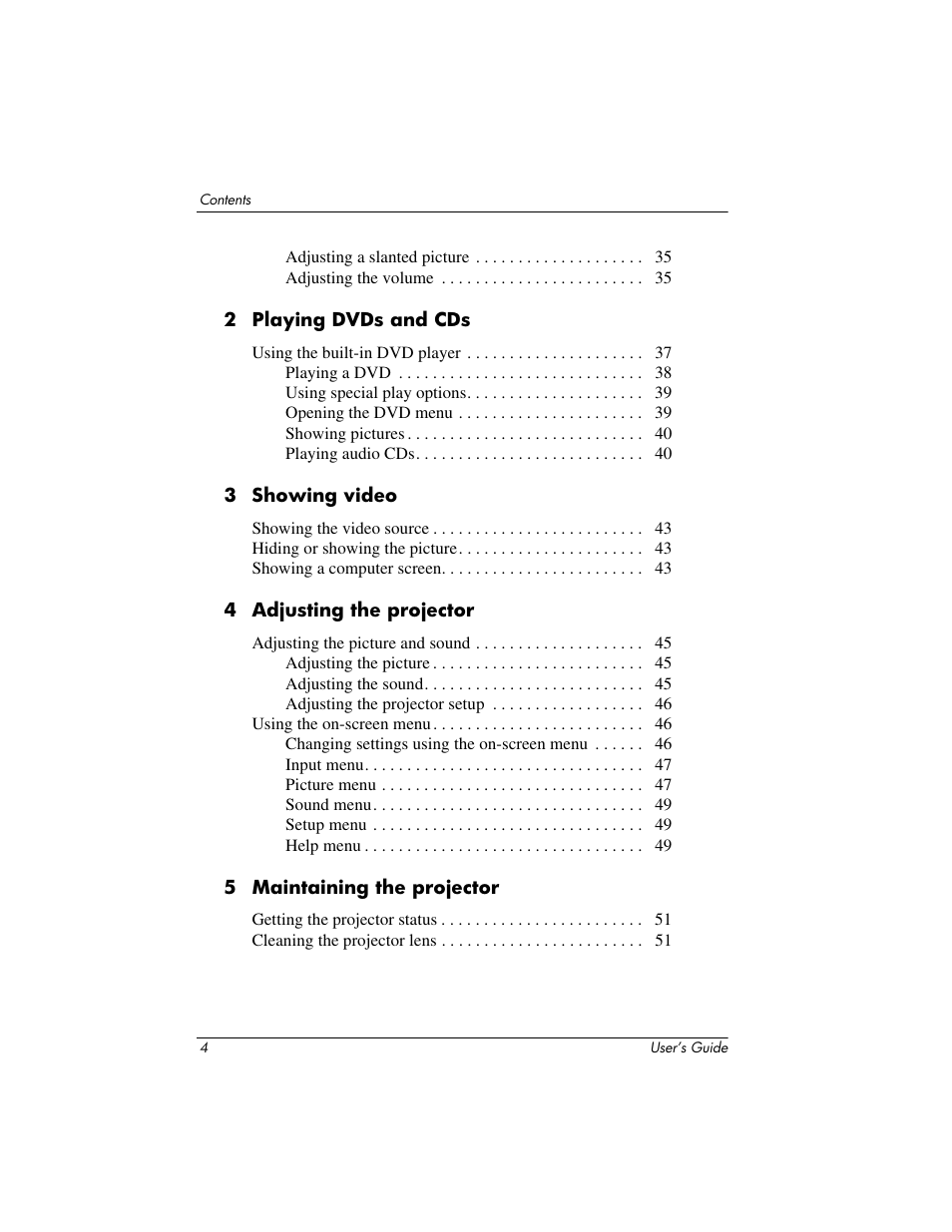 HP ep9012 Digital Projector User Manual | Page 4 / 85