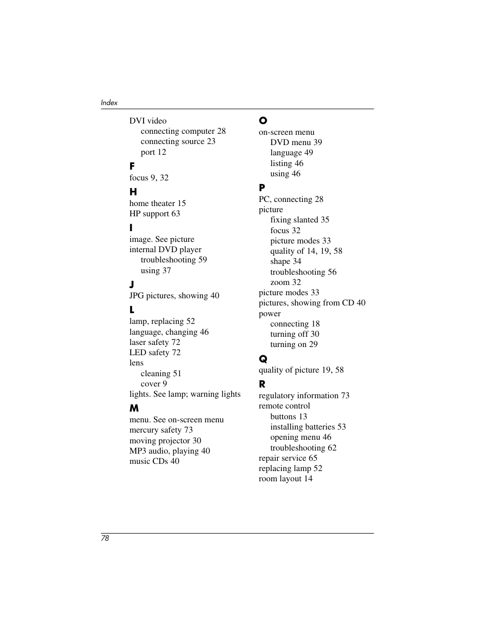 HP ep9012 Digital Projector User Manual | Page 78 / 85