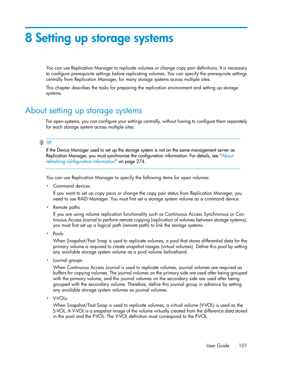 8 setting up storage systems, About setting up storage systems, Chapter 8 | HP XP P9000 Command View Advanced Edition Software User Manual | Page 101 / 496