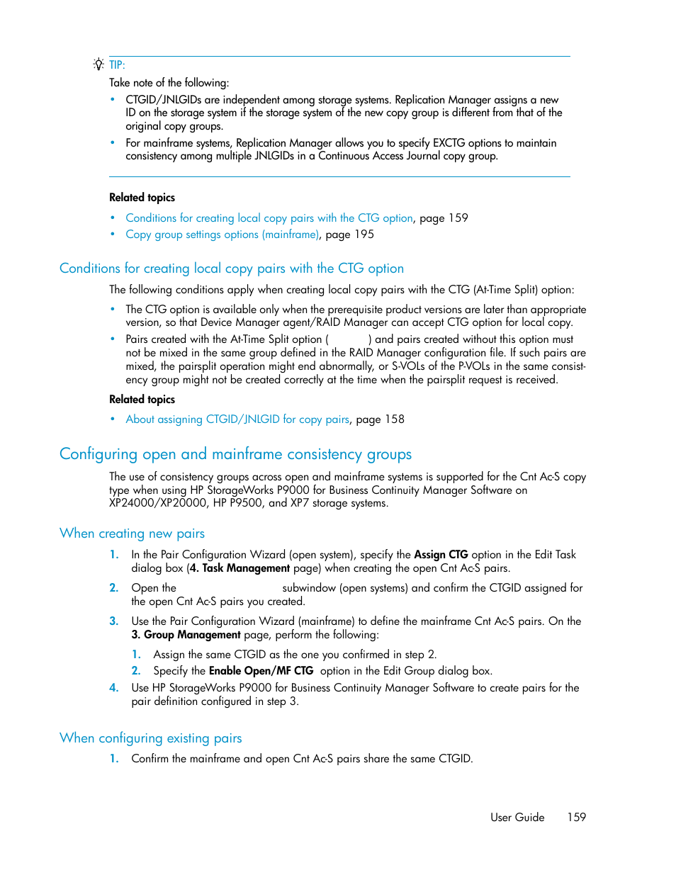 Configuring open and mainframe consistency groups | HP XP P9000 Command View Advanced Edition Software User Manual | Page 159 / 496