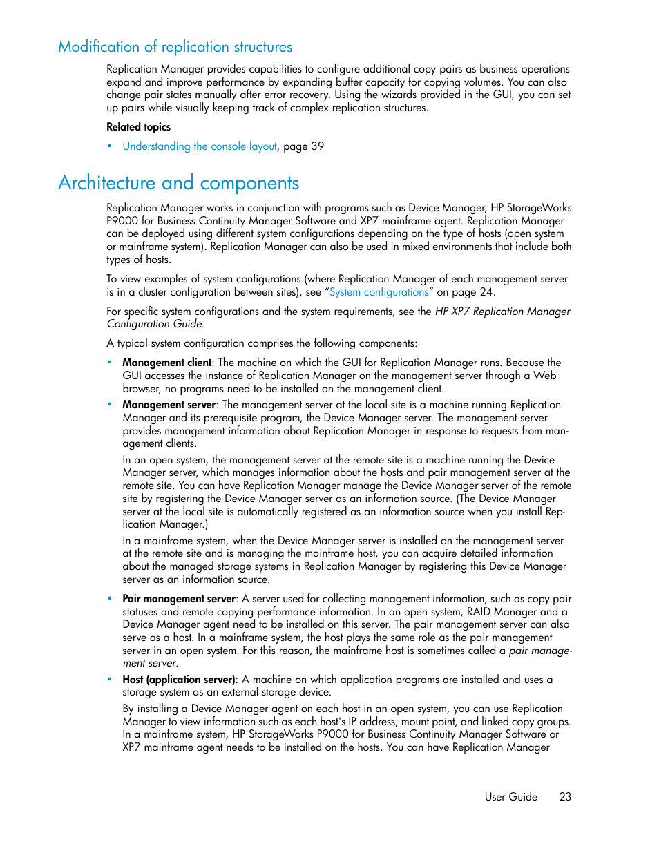 Architecture and components, Modification of replication structures | HP XP P9000 Command View Advanced Edition Software User Manual | Page 23 / 496