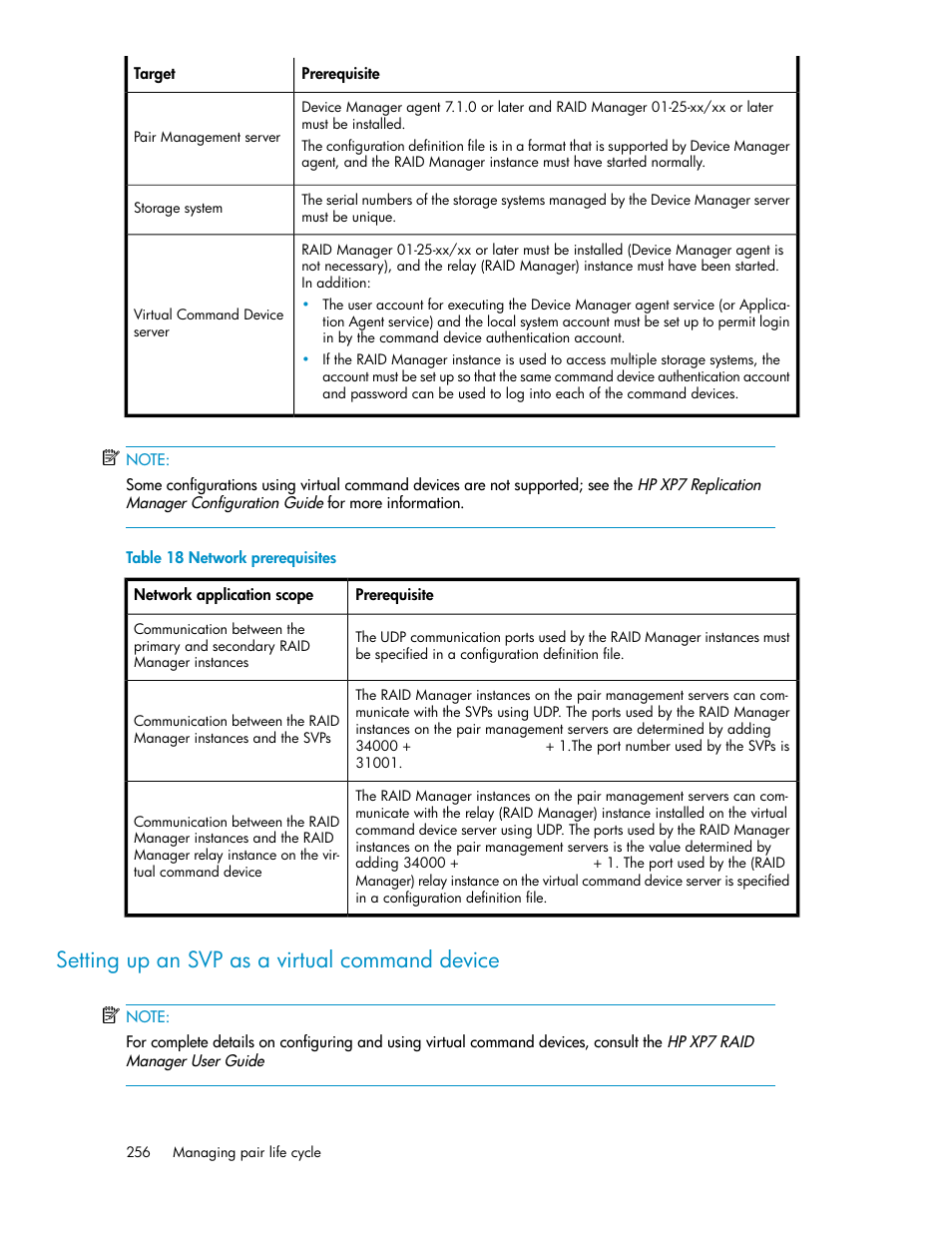Setting up an svp as a virtual command device, Network prerequisites | HP XP P9000 Command View Advanced Edition Software User Manual | Page 256 / 496