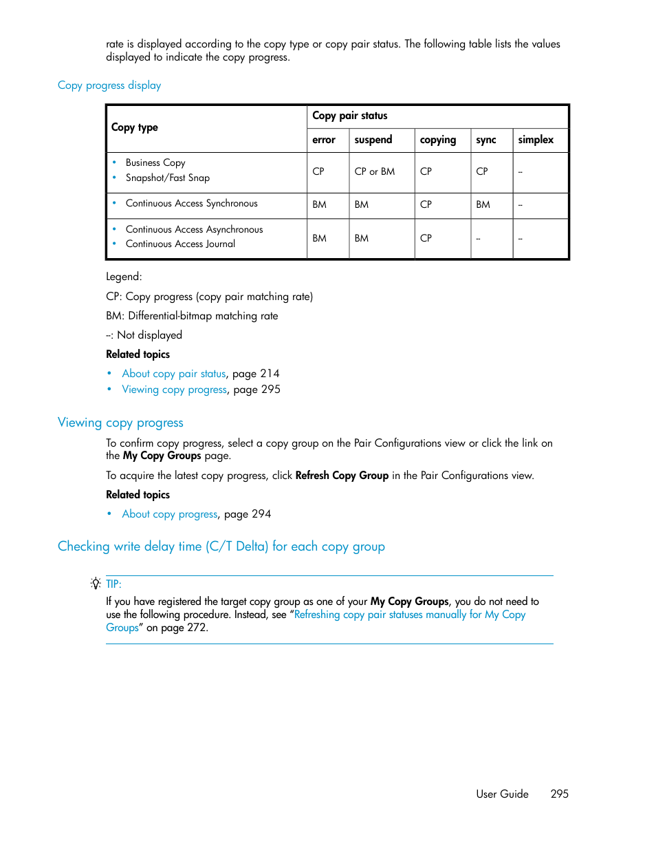 Viewing copy progress | HP XP P9000 Command View Advanced Edition Software User Manual | Page 295 / 496