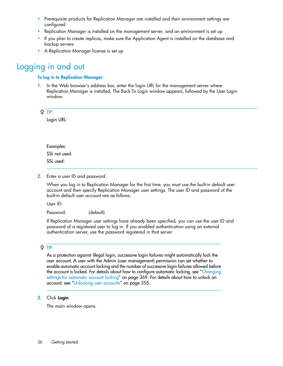 Logging in and out | HP XP P9000 Command View Advanced Edition Software User Manual | Page 36 / 496