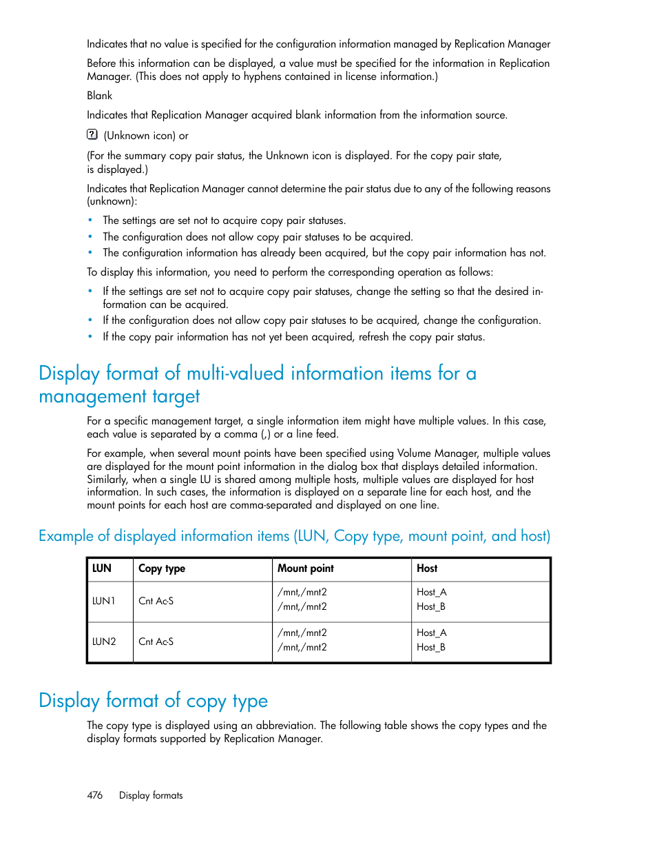 Display format of copy type, 476 display format of copy type | HP XP P9000 Command View Advanced Edition Software User Manual | Page 476 / 496