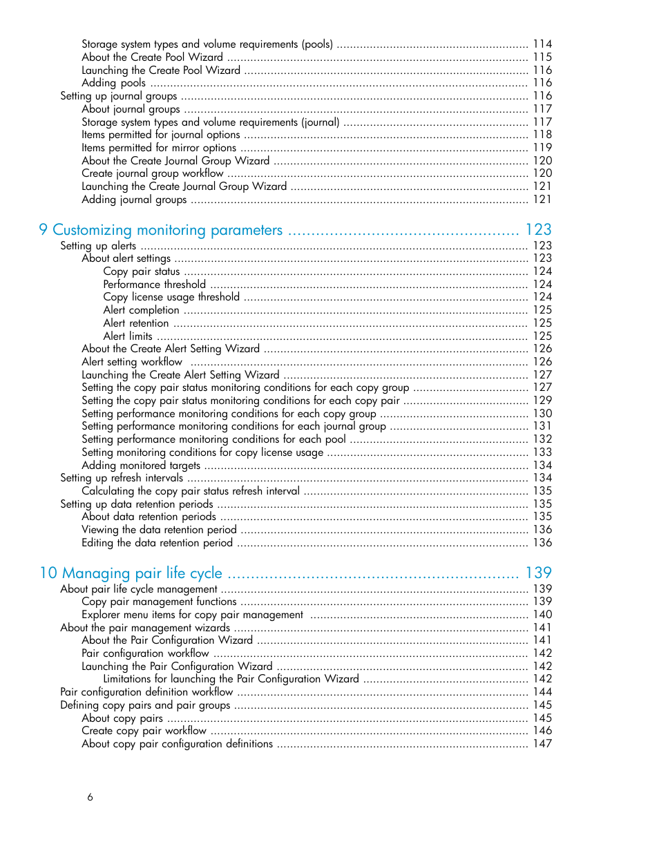 9 customizing monitoring parameters, 10 managing pair life cycle | HP XP P9000 Command View Advanced Edition Software User Manual | Page 6 / 496