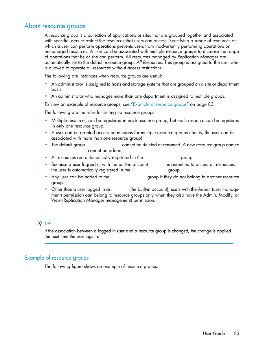 About resource groups, Example of resource groups | HP XP P9000 Command View Advanced Edition Software User Manual | Page 83 / 496