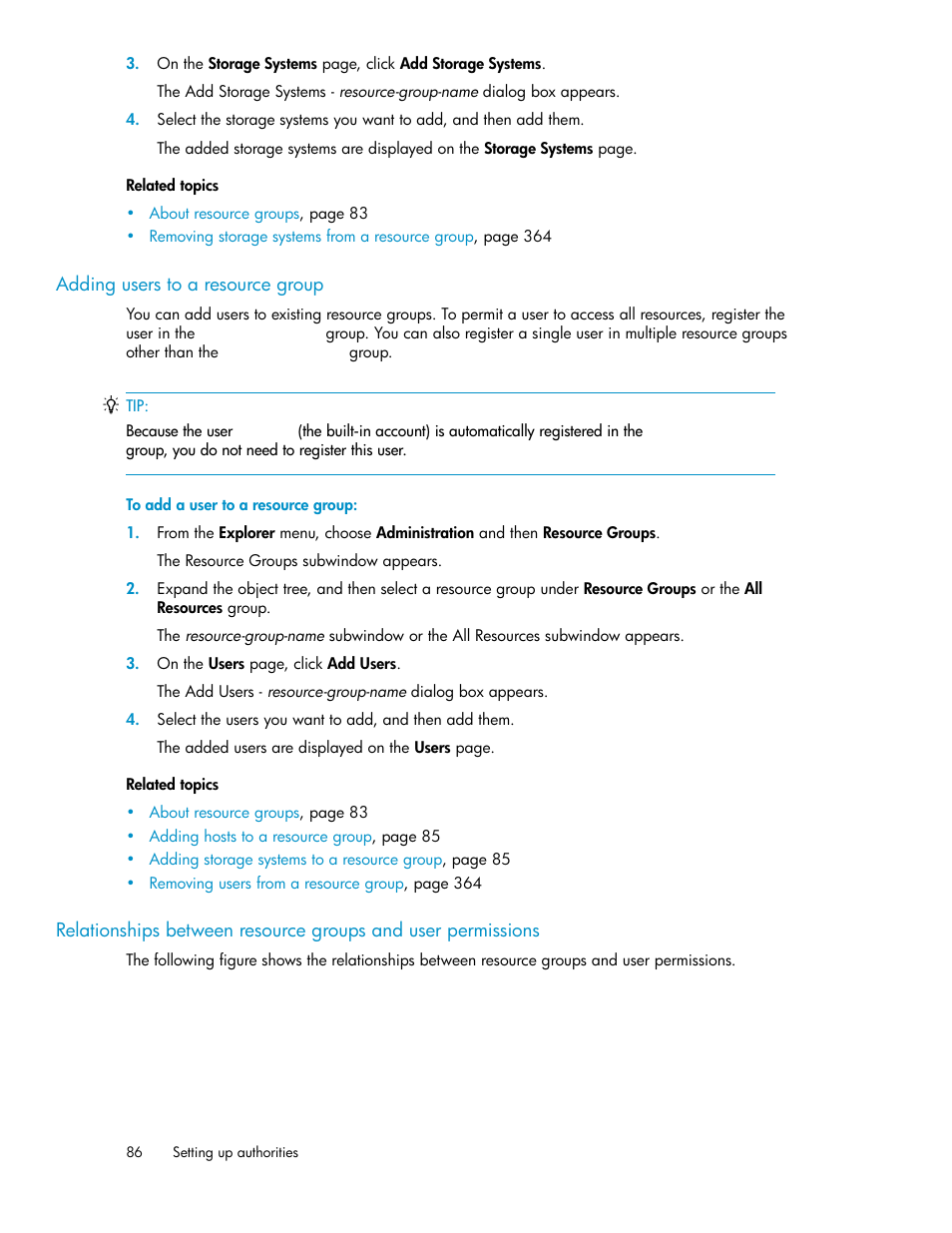 Adding users to a resource group | HP XP P9000 Command View Advanced Edition Software User Manual | Page 86 / 496