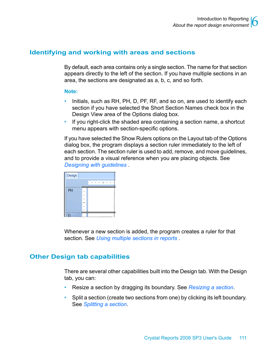 Identifying and working with areas and sections, Other design tab capabilities | HP Intelligent Management Center Standard Software Platform User Manual | Page 111 / 814