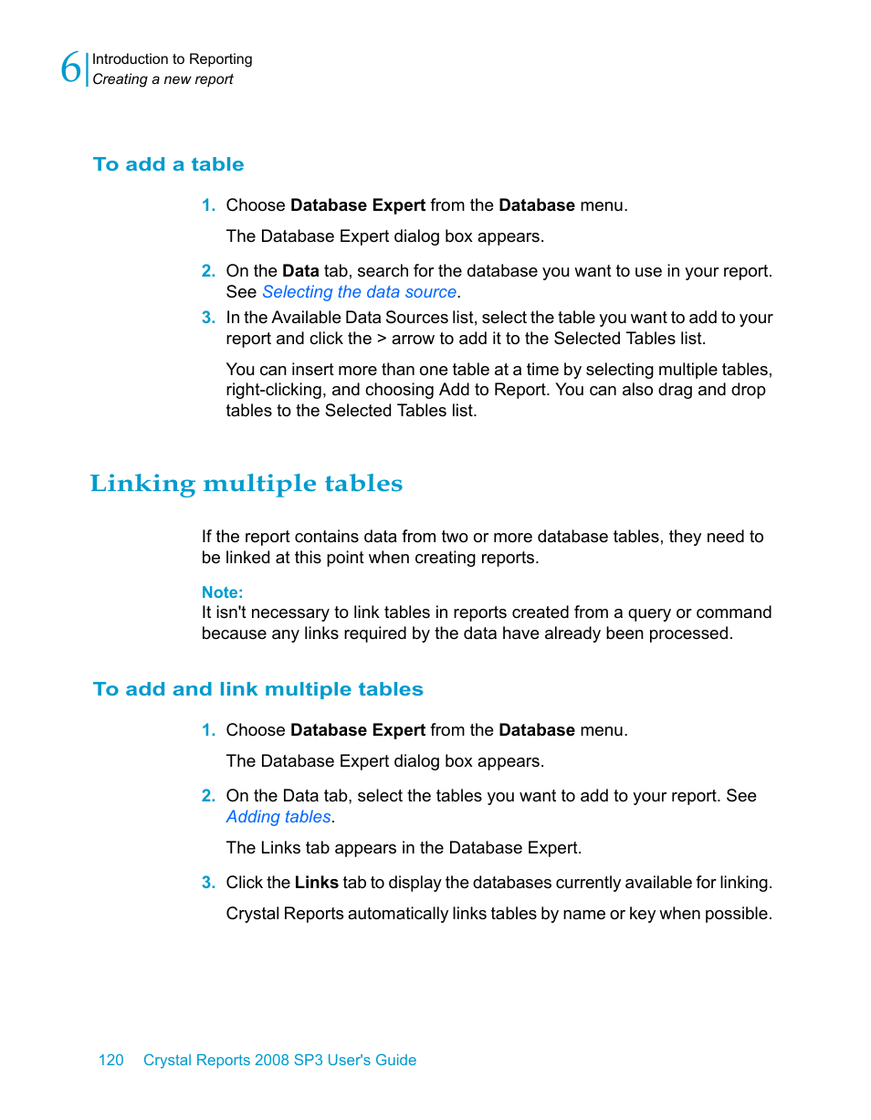 To add a table, Linking multiple tables, To add and link multiple tables | Linking multiple, Tables | HP Intelligent Management Center Standard Software Platform User Manual | Page 120 / 814