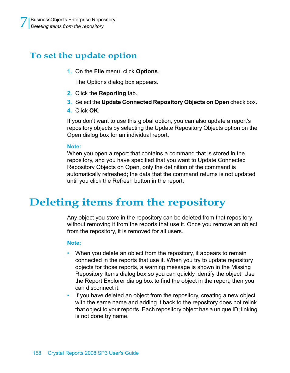 To set the update option, Deleting items from the repository | HP Intelligent Management Center Standard Software Platform User Manual | Page 158 / 814