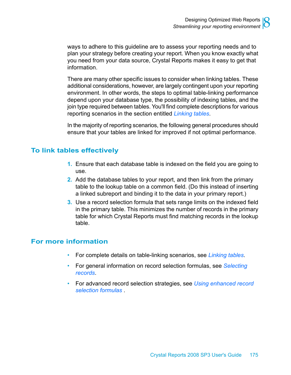 To link tables effectively, For more information | HP Intelligent Management Center Standard Software Platform User Manual | Page 175 / 814