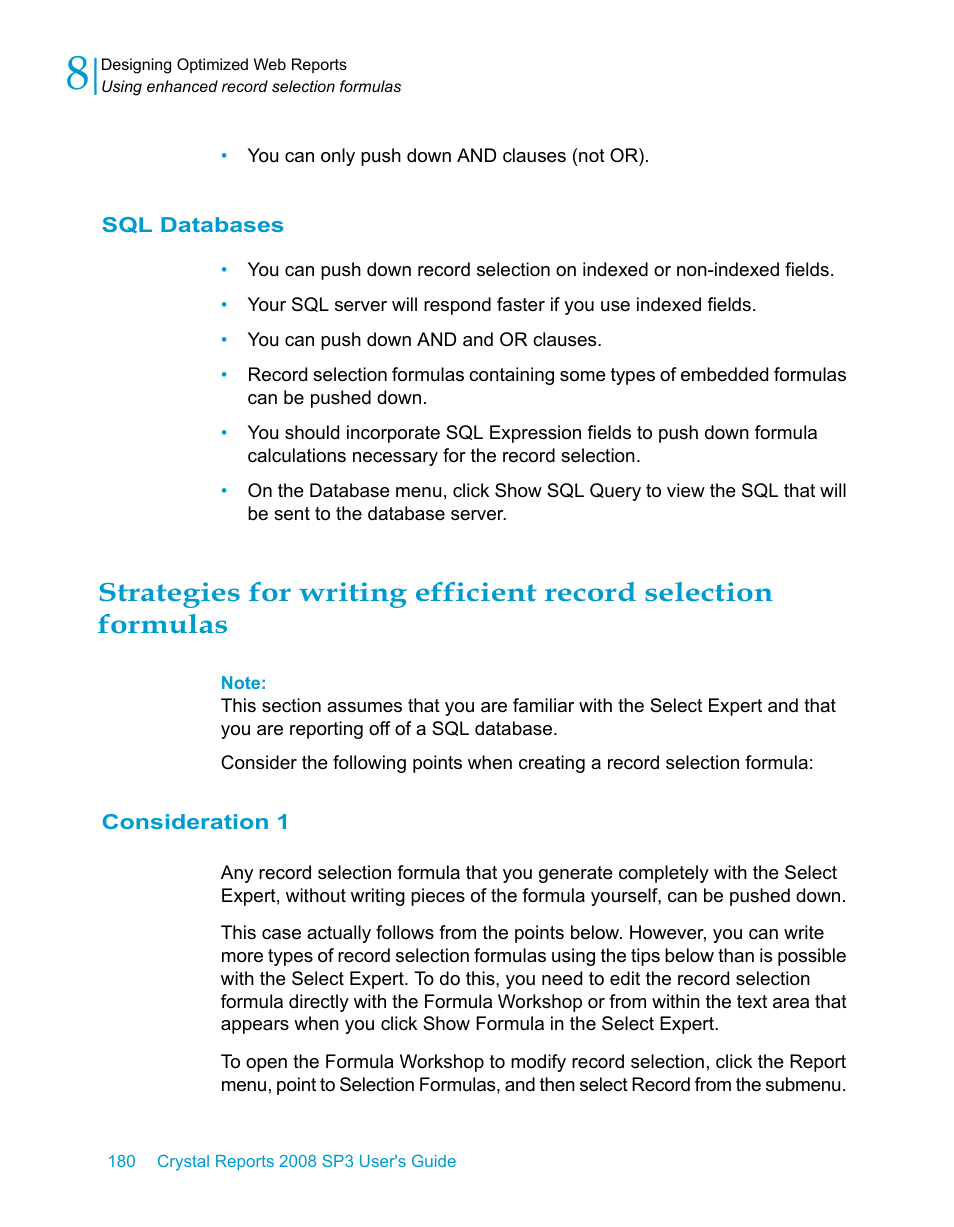 Sql databases, Consideration 1 | HP Intelligent Management Center Standard Software Platform User Manual | Page 180 / 814