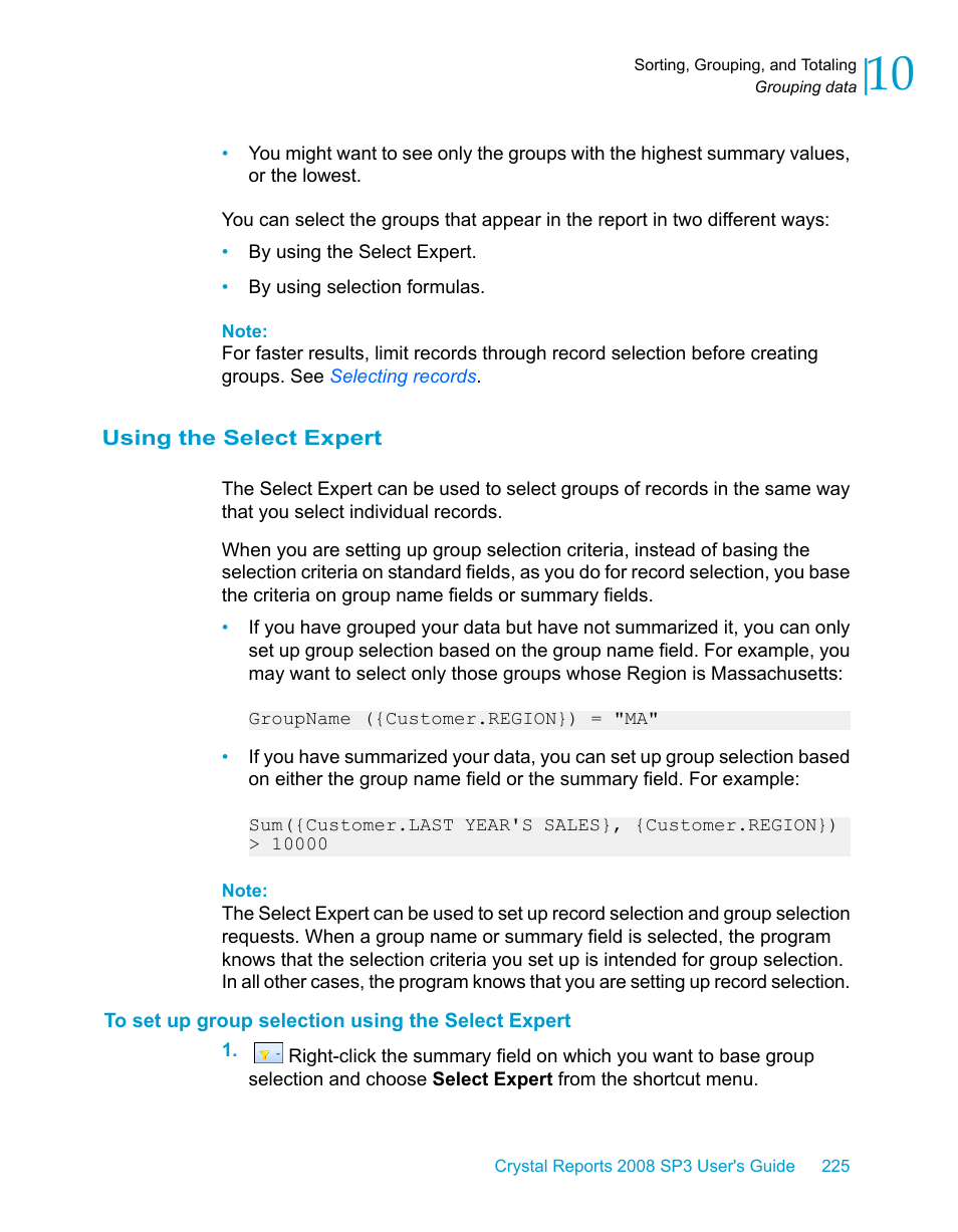 Using the select expert, To set up group selection using the select expert | HP Intelligent Management Center Standard Software Platform User Manual | Page 225 / 814