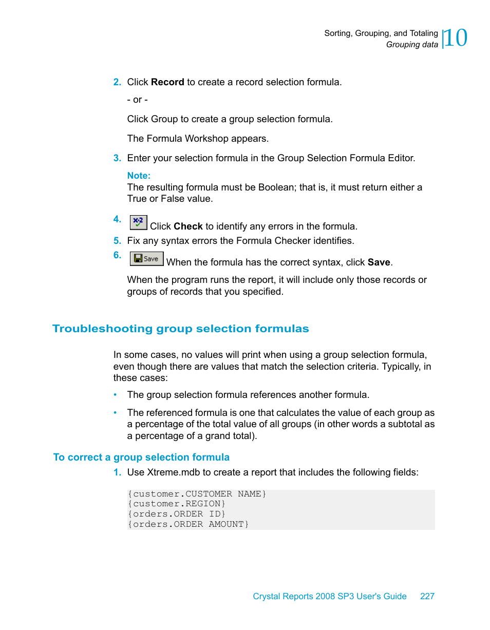 Troubleshooting group selection formulas, To correct a group selection formula | HP Intelligent Management Center Standard Software Platform User Manual | Page 227 / 814