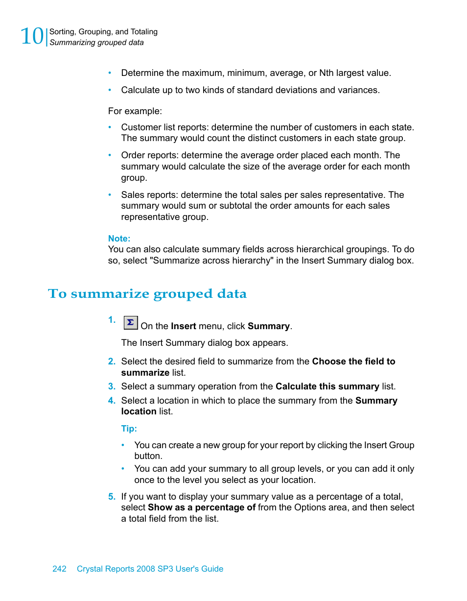 To summarize grouped data | HP Intelligent Management Center Standard Software Platform User Manual | Page 242 / 814