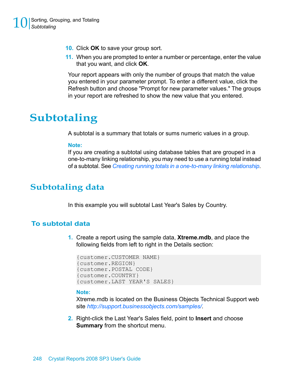 Subtotaling, Subtotaling data, To subtotal data | HP Intelligent Management Center Standard Software Platform User Manual | Page 248 / 814