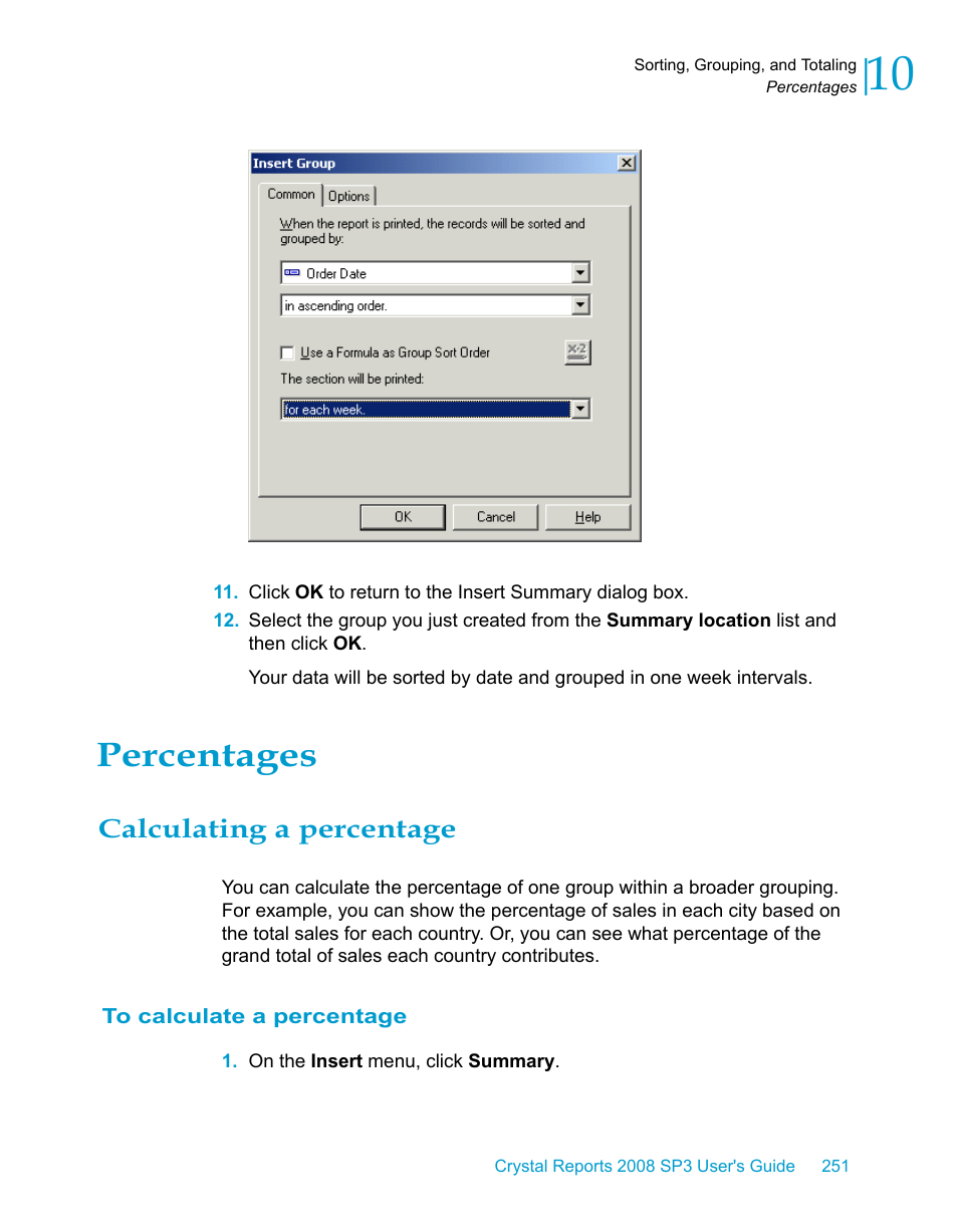 Percentages, Calculating a percentage, To calculate a percentage | HP Intelligent Management Center Standard Software Platform User Manual | Page 251 / 814